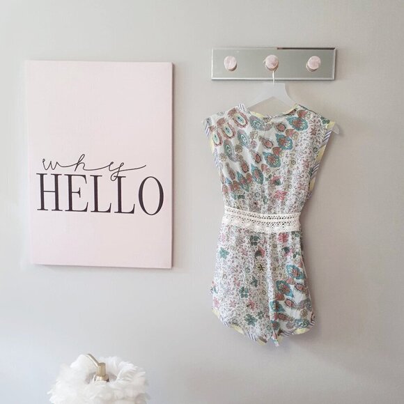 NWT Free People Watching Waves printed cotton macrame detail romper, XS - Picture 10 of 14